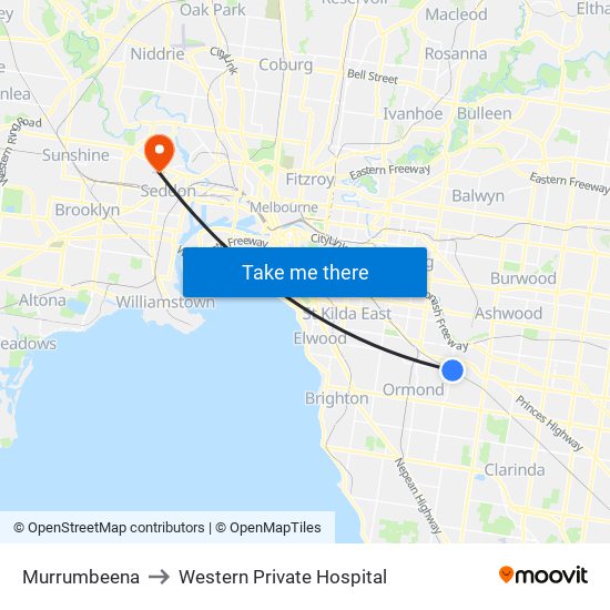 Murrumbeena to Western Private Hospital map