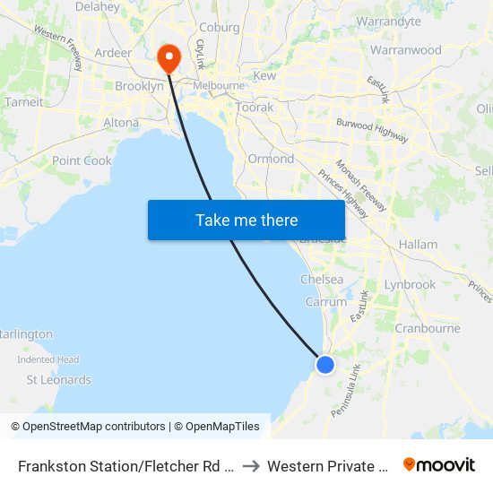 Frankston Station/Fletcher Rd (Frankston) to Western Private Hospital map