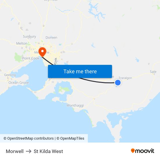 Morwell to St Kilda West map