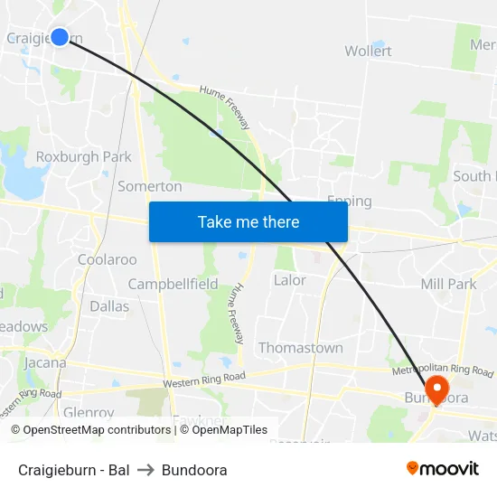 Craigieburn - Bal to Bundoora map