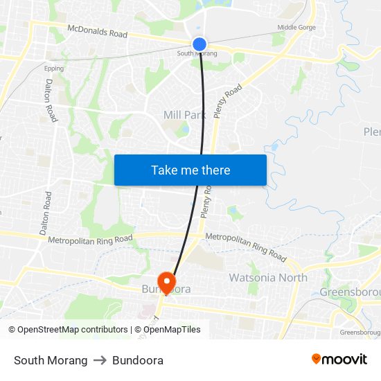 South Morang to Bundoora map