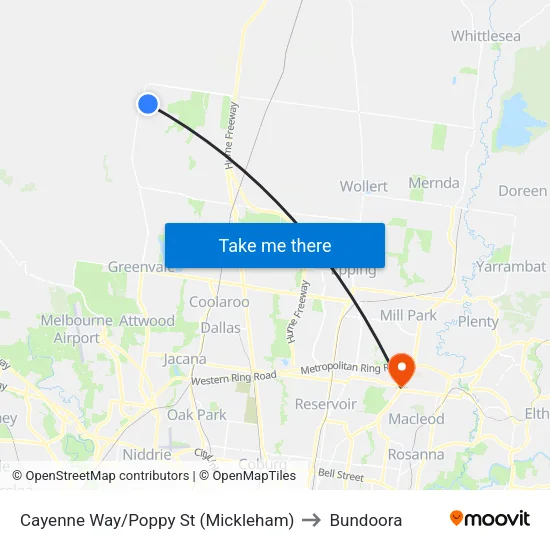 Cayenne Way/Poppy St to Bundoora map