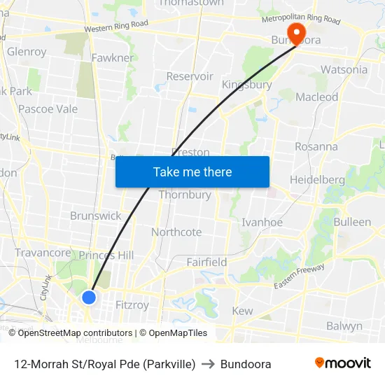 Morrah St/Royal Pde #12 to Bundoora map
