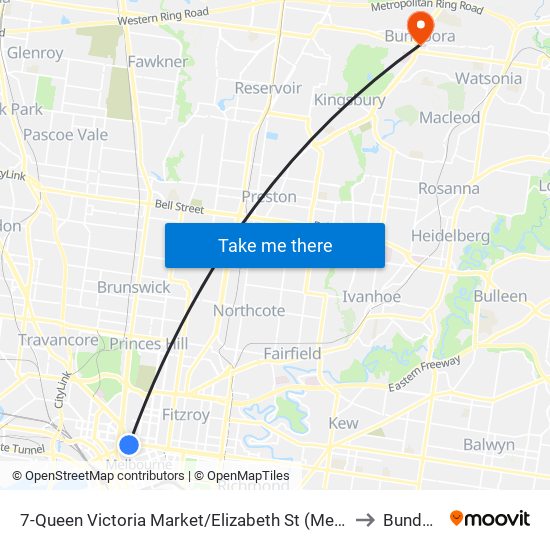 7-Queen Victoria Market/Elizabeth St (Melbourne City) to Bundoora map