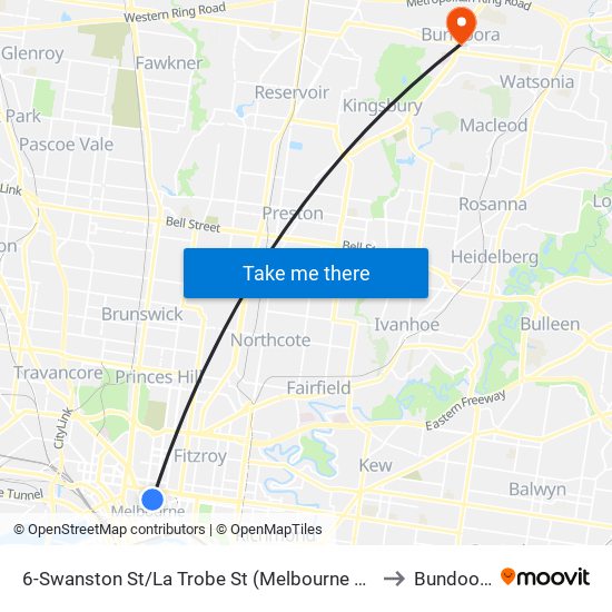 6-Swanston St/La Trobe St (Melbourne City) to Bundoora map