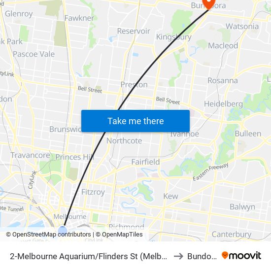 2-Melbourne Aquarium/Flinders St (Melbourne City) to Bundoora map