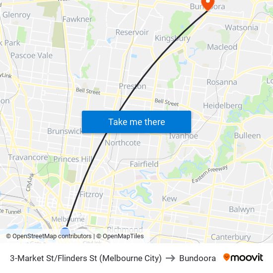 3-Market St/Flinders St (Melbourne City) to Bundoora map