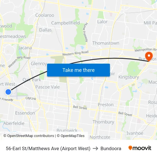 Earl St/Matthews Ave #56 to Bundoora map