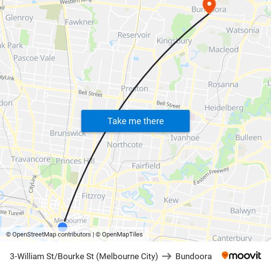 3-William St/Bourke St (Melbourne City) to Bundoora map