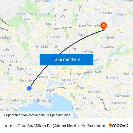 Altona Gate Sc/Millers Rd (Altona North) to Bundoora map