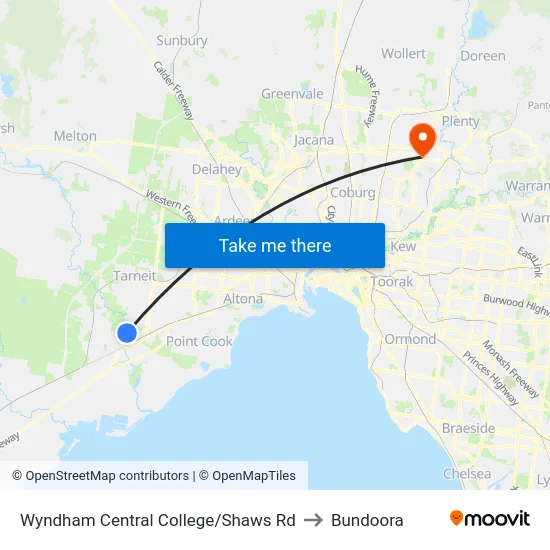 Wyndham Central College/Shaws Rd to Bundoora map