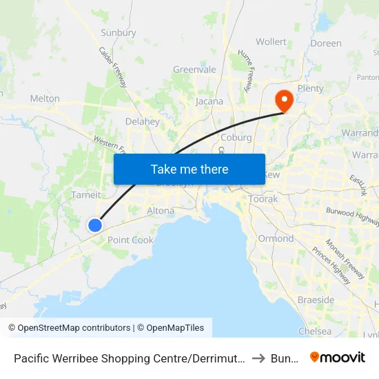Pacific Werribee Shopping Centre/Derrimut Rd to Bundoora map