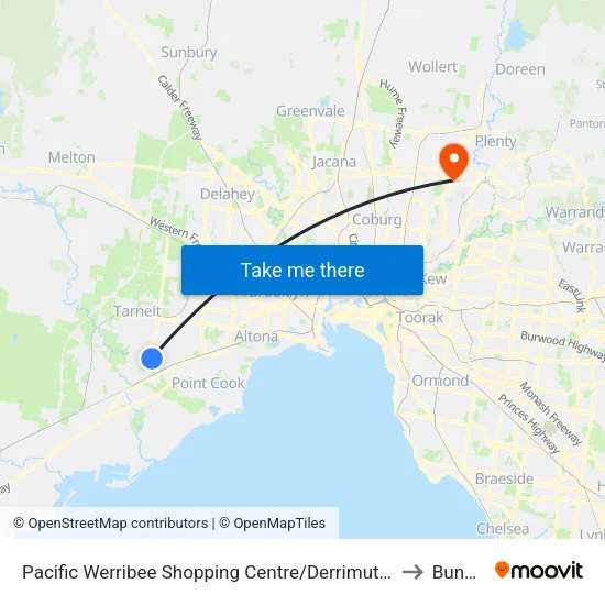 Pacific Werribee Shopping Centre/Derrimut Rd to Bundoora map