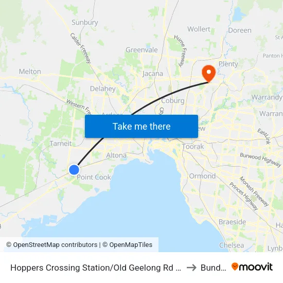 Hoppers Crossing Station/Old Geelong Rd to Bundoora map