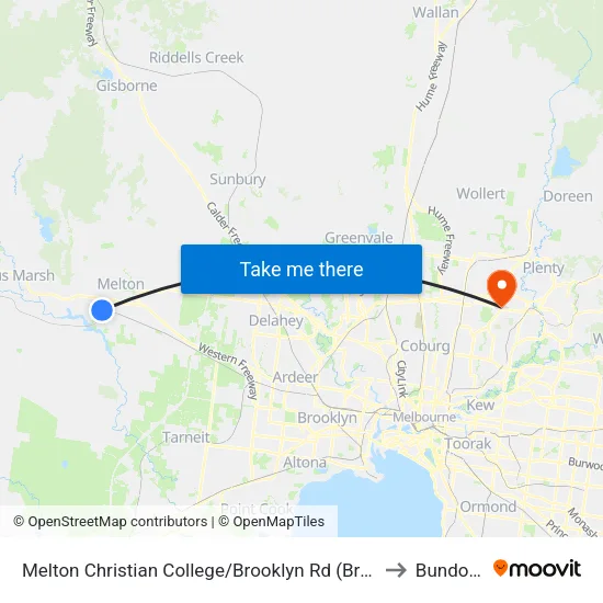 Melton Christian College/Brooklyn Rd to Bundoora map