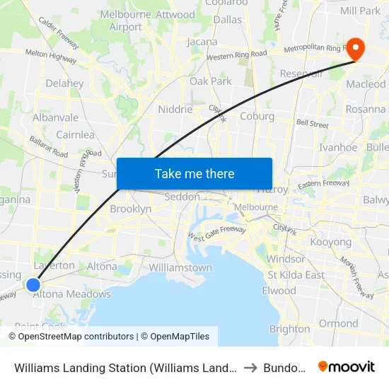 Williams Landing Station to Bundoora map