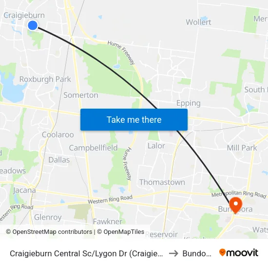 Craigieburn Central Sc/Lygon Dr to Bundoora map
