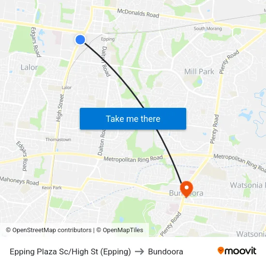 Epping Plaza Sc/High St to Bundoora map