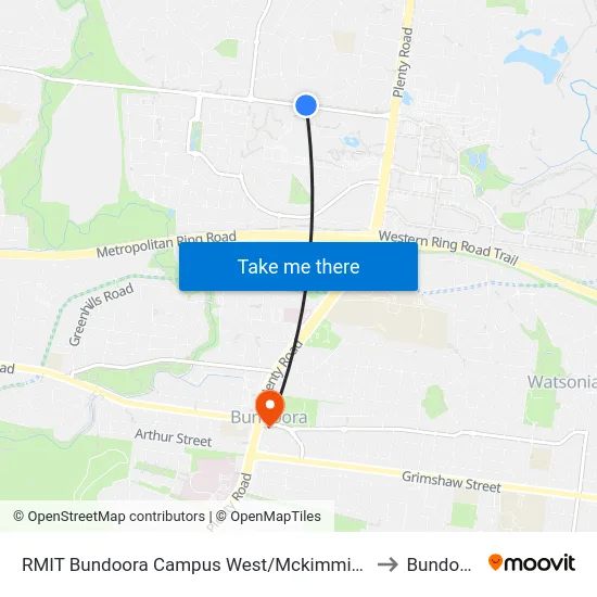 RMIT Bundoora Campus West/Mckimmies Rd to Bundoora map