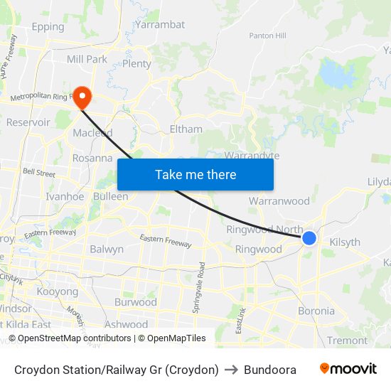 Croydon Station/Railway Gr (Croydon) to Bundoora map