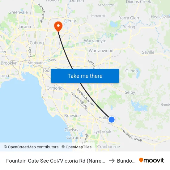 Fountain Gate Sec Col/Victoria Rd to Bundoora map