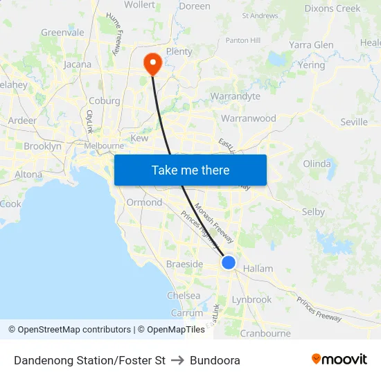 Dandenong Station/Foster St to Bundoora map