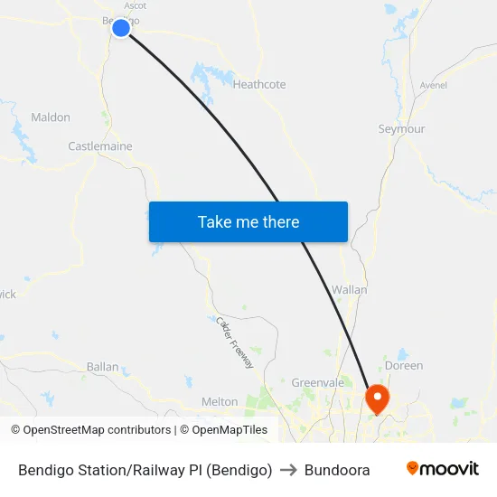 Bendigo Station/Railway Pl to Bundoora map