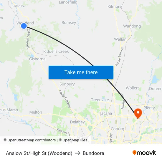 Anslow St/High St to Bundoora map