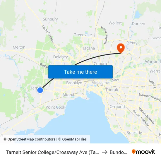 Tarneit Senior College/Crossway Ave to Bundoora map