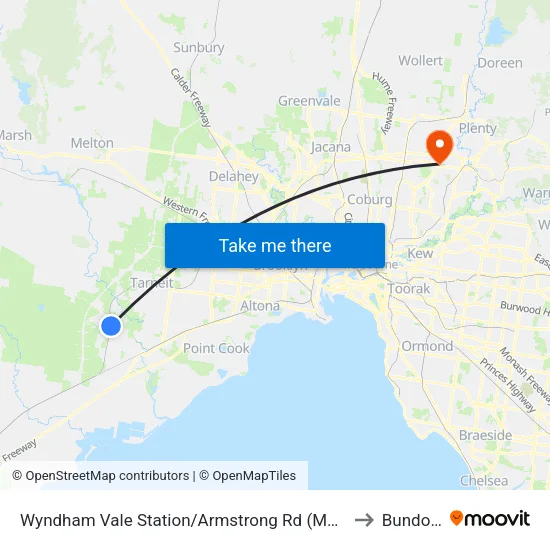 Wyndham Vale Station/Armstrong Rd to Bundoora map