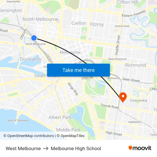 West Melbourne to Melbourne High School map