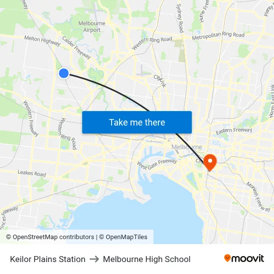 Keilor Plains Station to Melbourne High School map