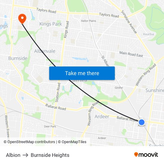 Albion to Burnside Heights map