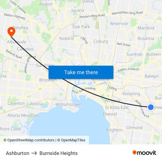 Ashburton to Burnside Heights map