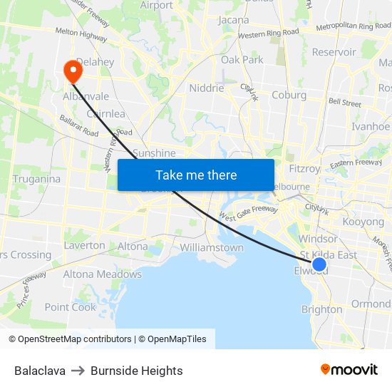 Balaclava to Burnside Heights map