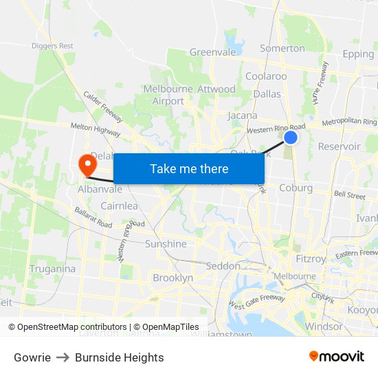 Gowrie to Burnside Heights map