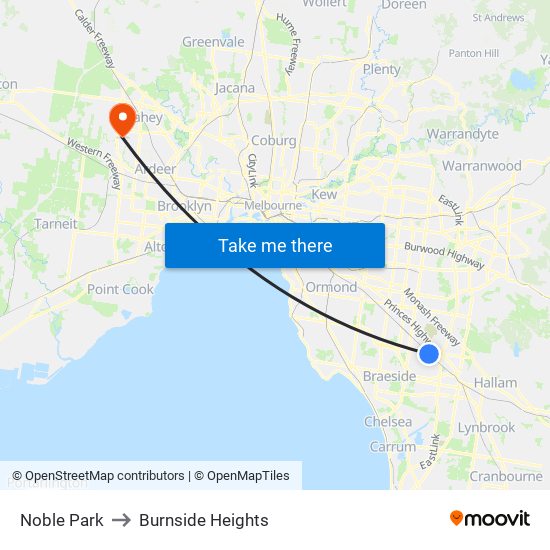 Noble Park to Burnside Heights map