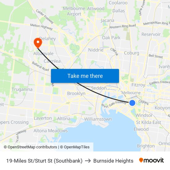19-Miles St/Sturt St (Southbank) to Burnside Heights map