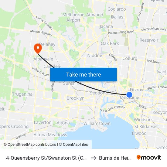 4-Queensberry St/Swanston St (Carlton) to Burnside Heights map