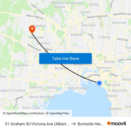 31-Graham St/Victoria Ave (Albert Park) to Burnside Heights map