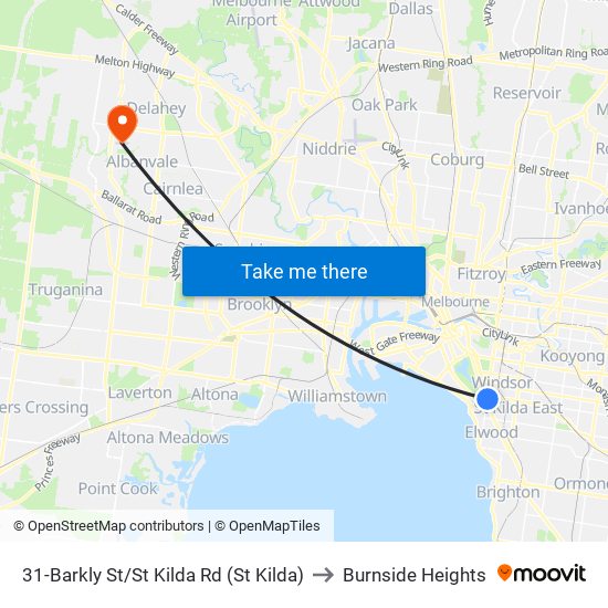 31-Barkly St/St Kilda Rd (St Kilda) to Burnside Heights map