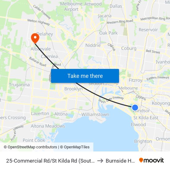 25-Commercial Rd/St Kilda Rd (South Melbourne) to Burnside Heights map