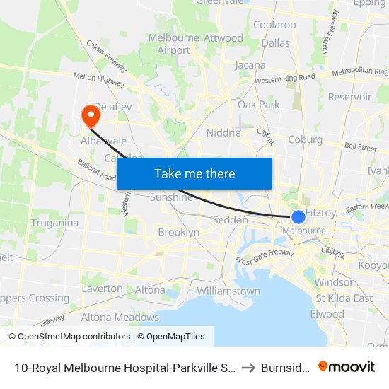 10-Royal Melbourne Hospital-Parkville Station/Royal Pde (Melbourne City) to Burnside Heights map