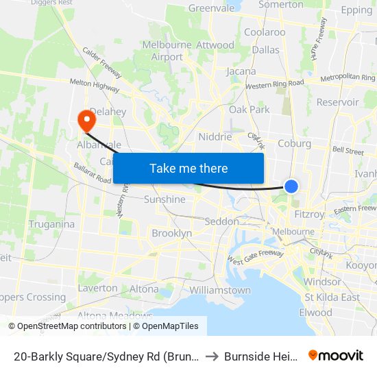 20-Barkly Square/Sydney Rd (Brunswick) to Burnside Heights map