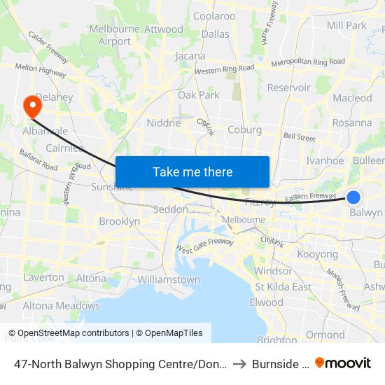 47-North Balwyn Shopping Centre/Doncaster Rd (Balwyn North) to Burnside Heights map