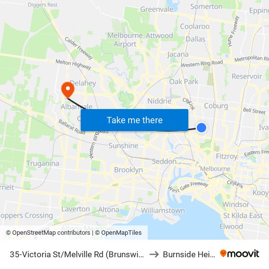 35-Victoria St/Melville Rd (Brunswick West) to Burnside Heights map