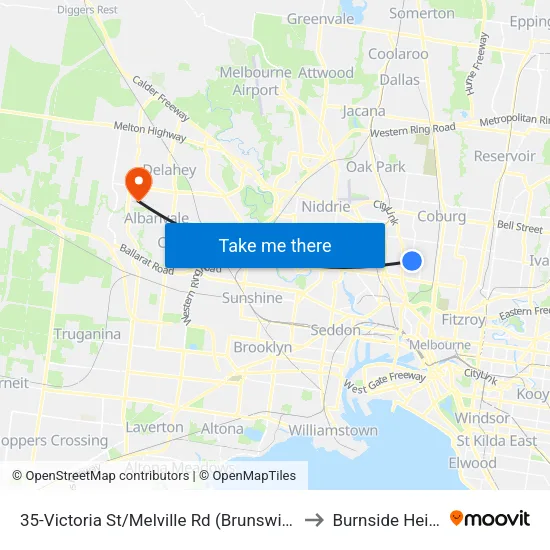 Victoria St/Melville Rd #35 to Burnside Heights map