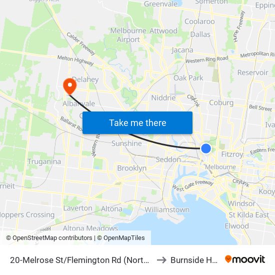 20-Melrose St/Flemington Rd (North Melbourne) to Burnside Heights map