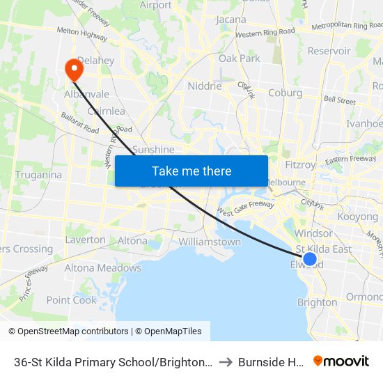 36-St Kilda Primary School/Brighton Rd (Elwood) to Burnside Heights map