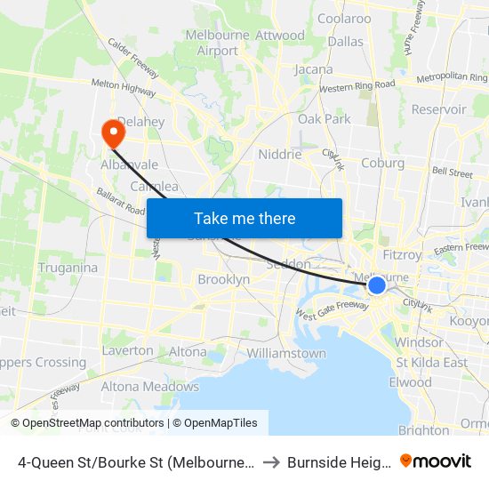 4-Queen St/Bourke St (Melbourne City) to Burnside Heights map